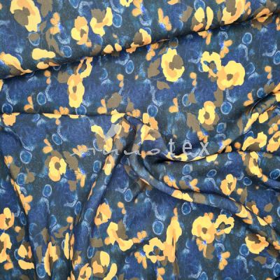 Viskosestoff Blumen blau-ocker