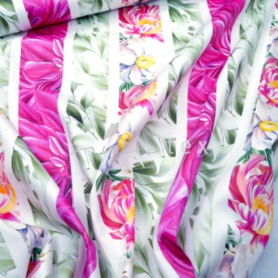 Exklusiv: Baumwoll-Satin florale Streifen