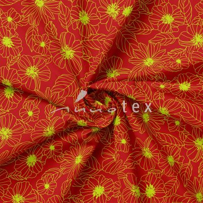 Baumwolle Stoffe, Gewebe, Patchwork, Art. Cosmo, Blumen, rot