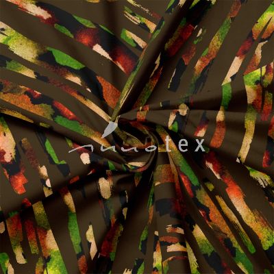 Viskose Jersey, Streifen, braun mit grün