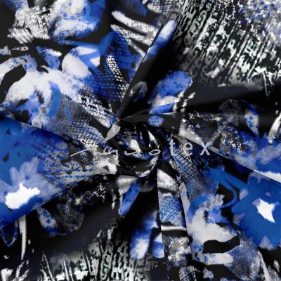 Viskose, Jersey, Stoffe, blau, grafisch, Blumen