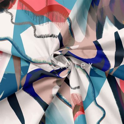 Viskose, Jersey, Stoffe, grafisch, blau, leuchtend