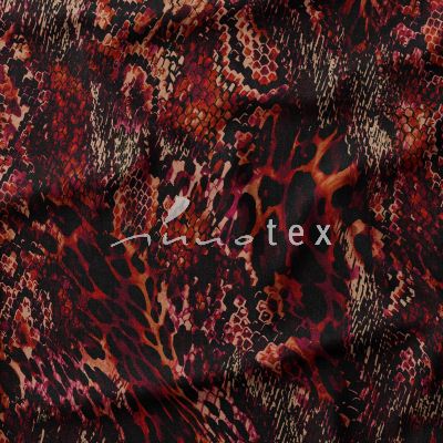 Viskose, Jersey, Stoffe, rot, leoprint, Schlangenhaut, 