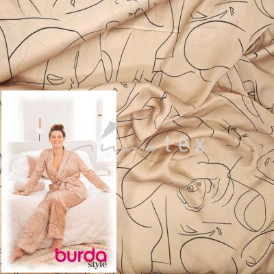Burda Style - Modelle 127 & 128, Viskosesatin Line Art-Gesichter