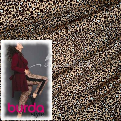 Burda Style - Modell 125 Hose, Baumwollstretch, kleiner Leoprint hellbraun