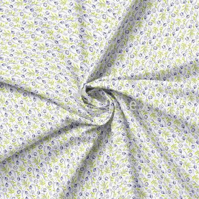 Baumwolle Stoffe, Gewebe, Patchwork, Art. Cosmo, Blumen, grafisch, weiß grüne Blätter